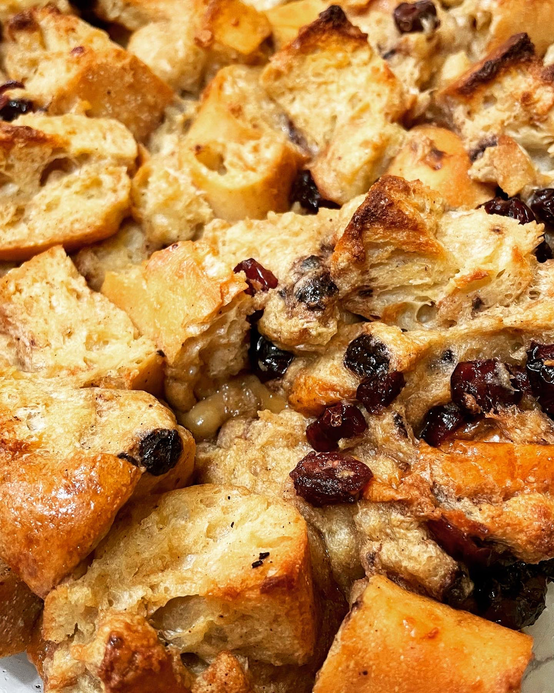 Cranberry & Chocolate Chip Bread Pudding W/ Creme Anglaise Sauce